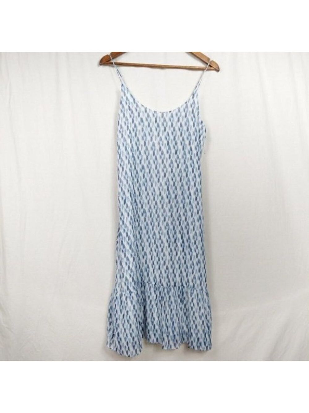 Two By Vince Camuto Blue White Ruffle Midi Dress